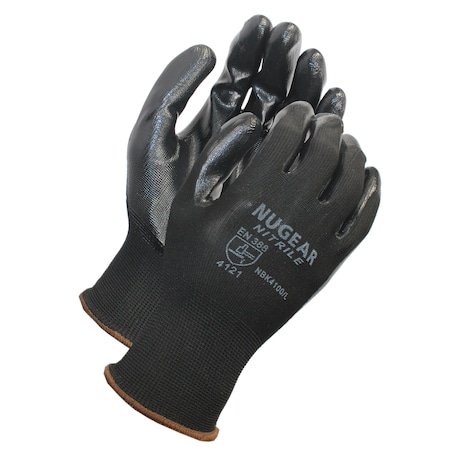 Black Nitrile, Coated Glove, L
